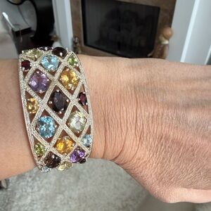 Bracelet 925 silver real Gemstone Cuff preowned excellent condition